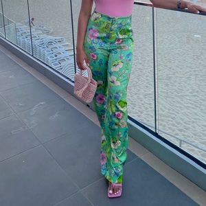 Zara flora satin pants